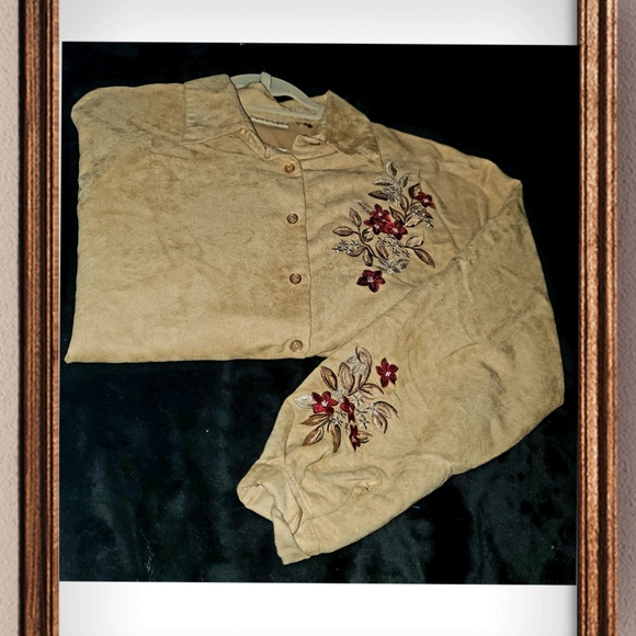 Suede Fashion classics button-up floral stitching - Picture 3 of 12